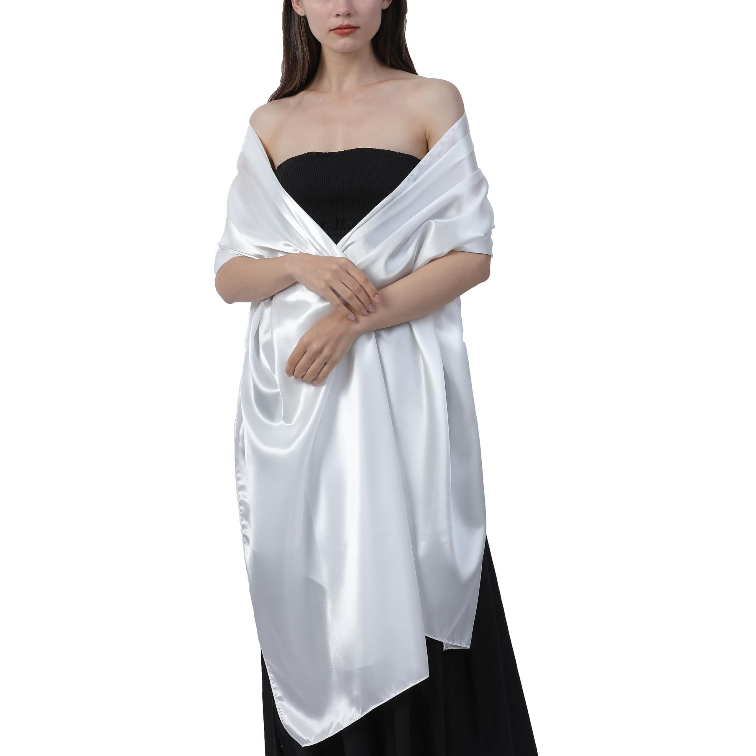 6795 Womens Silk Feeling Satin Shawls Lightweight Head Scarves Bridal